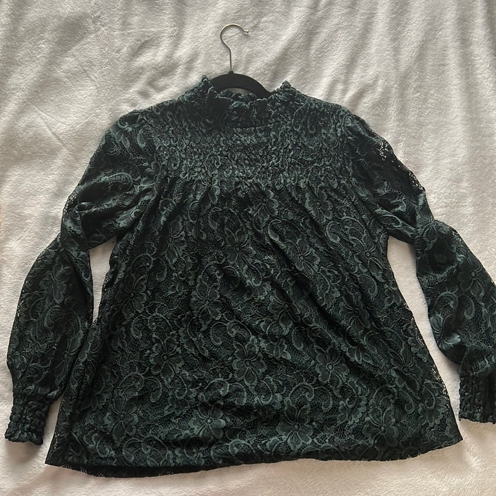 Forest Green Lace Longsleeved Dress Shirt